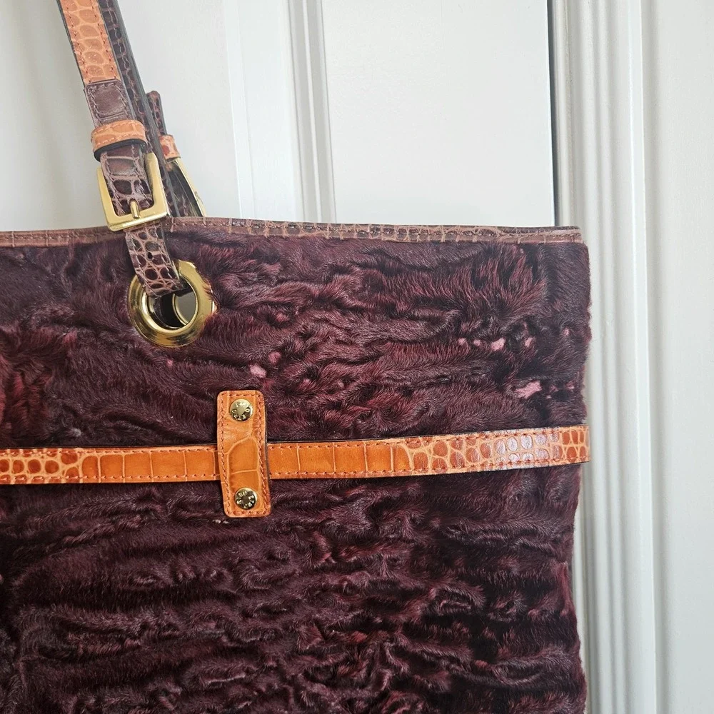 ETRO Velvet Embossed Leather Tote Bag‎ Purse